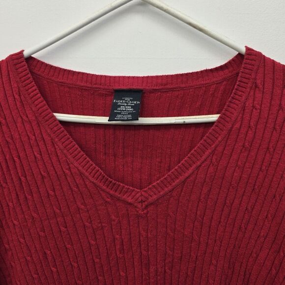 Women's Faded Glory Red V Neck Long Sleeve Size 3X (22W-24W) A2 - Picture 2 of 5